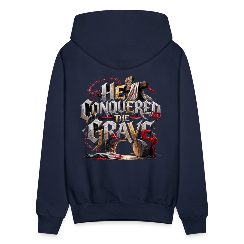 JESUS “He Conquered the Grave” Hoodie - navy