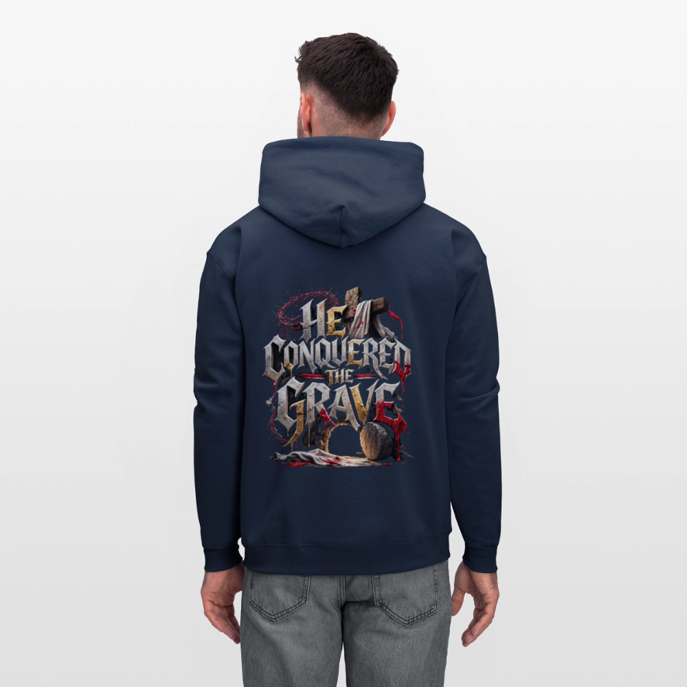 JESUS “He Conquered the Grave” Hoodie - navy