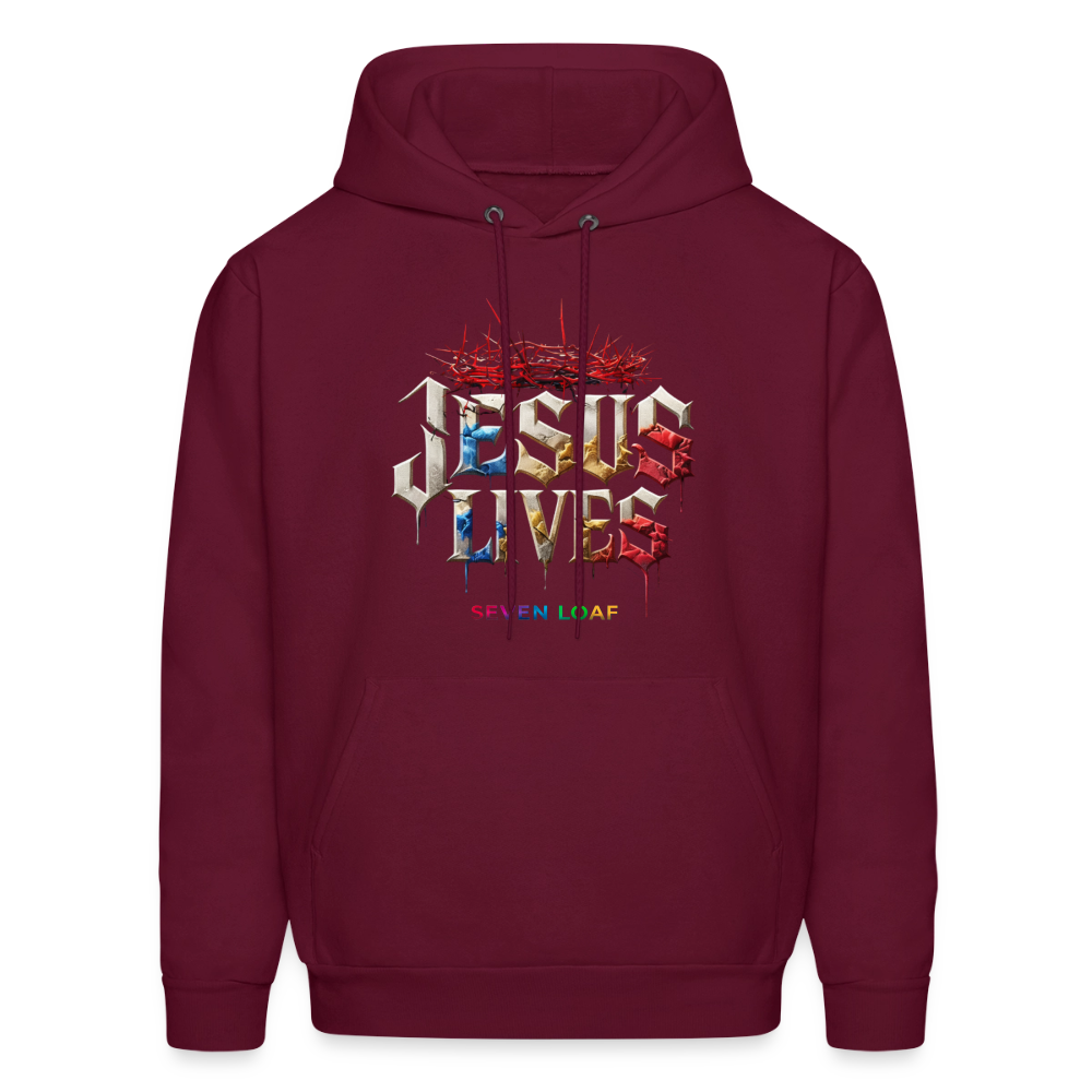 JESUS “He Conquered the Grave” Hoodie - burgundy