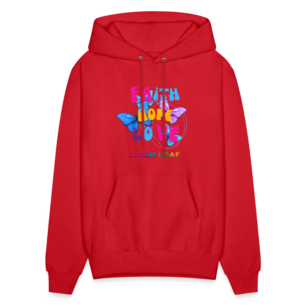 Men's Faith, Hope, and Love Hoodie - red