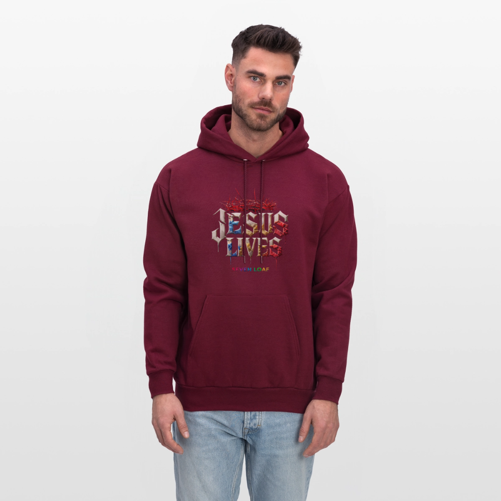 JESUS “He Conquered the Grave” Hoodie - burgundy