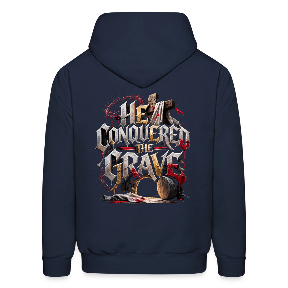 JESUS “He Conquered the Grave” Hoodie - navy