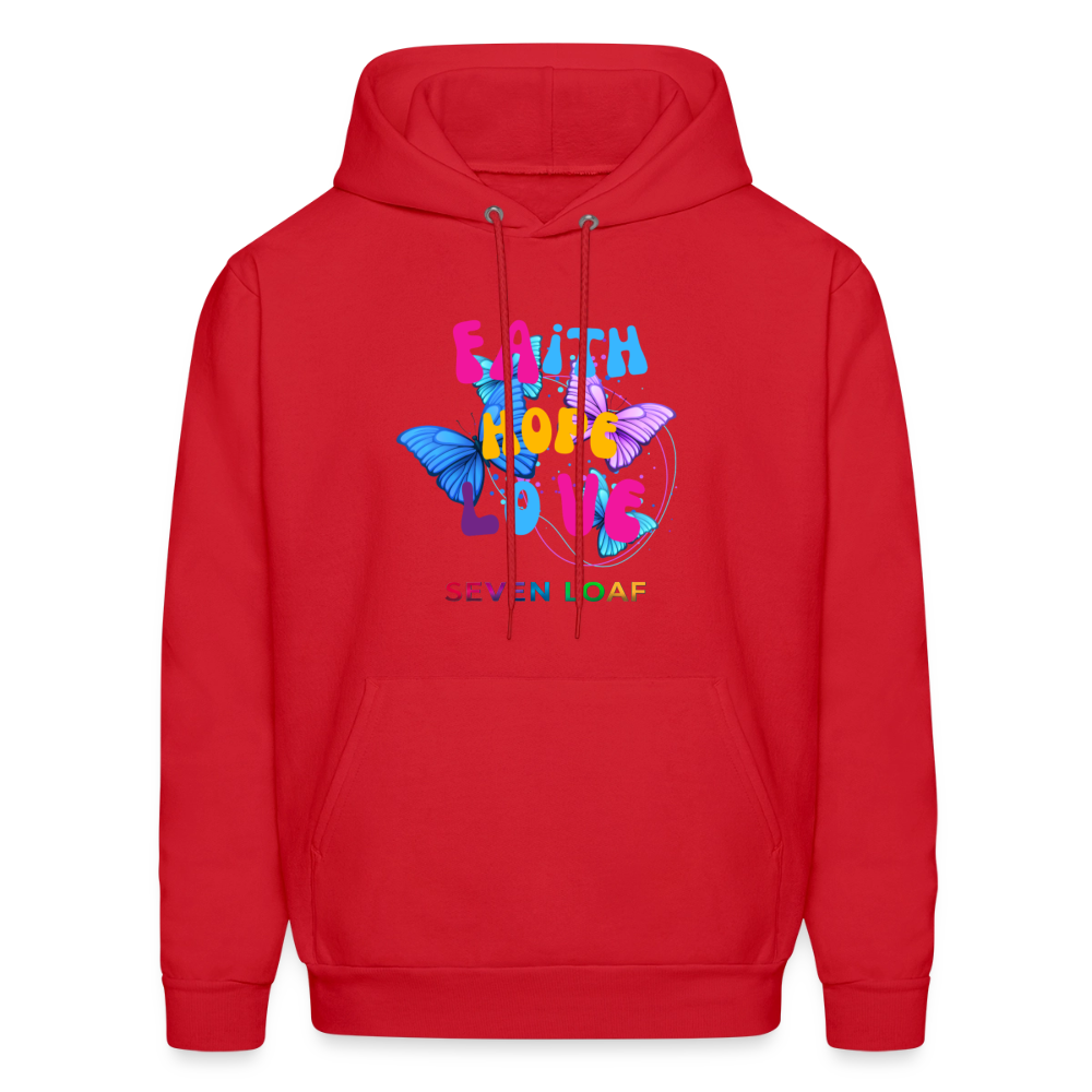 Men's Faith, Hope, and Love Hoodie - red