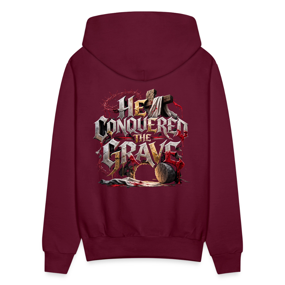 JESUS “He Conquered the Grave” Hoodie - burgundy