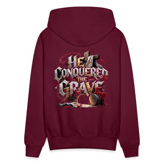 JESUS “He Conquered the Grave” Hoodie - burgundy