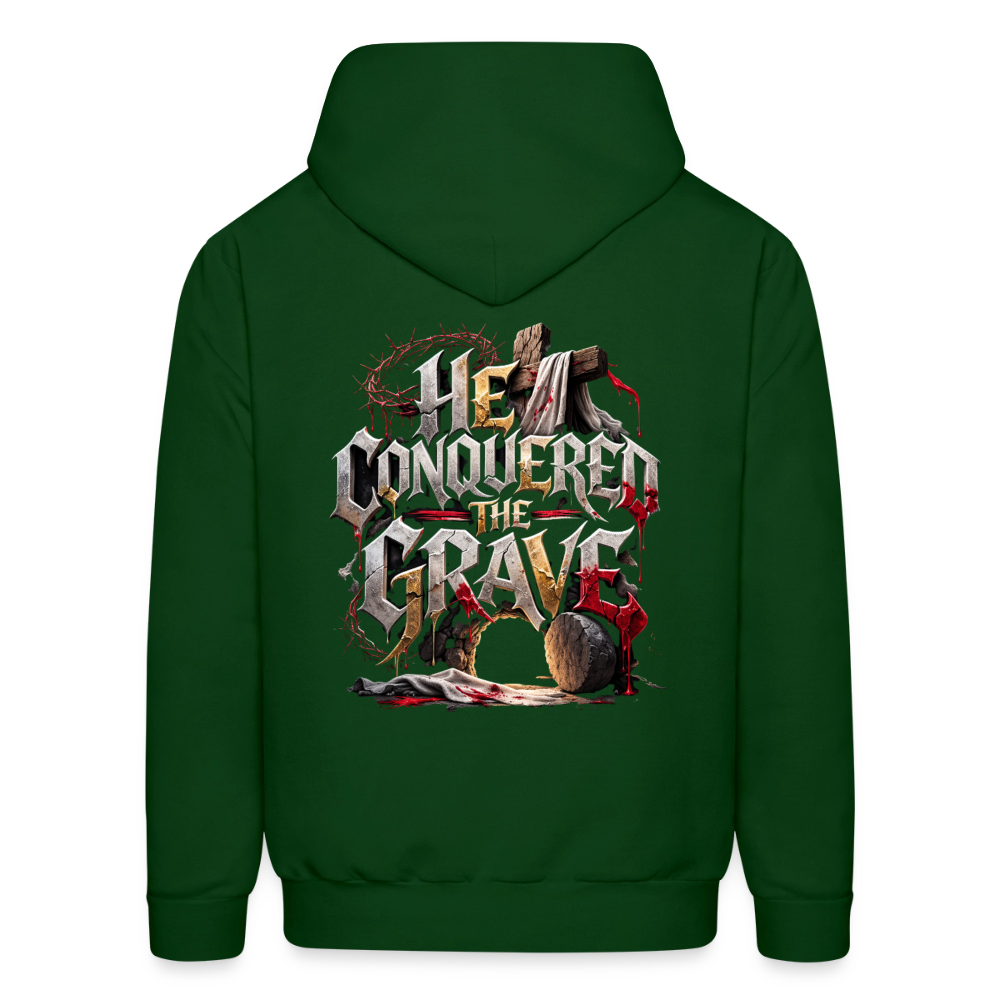 JESUS “He Conquered the Grave” Hoodie - forest green
