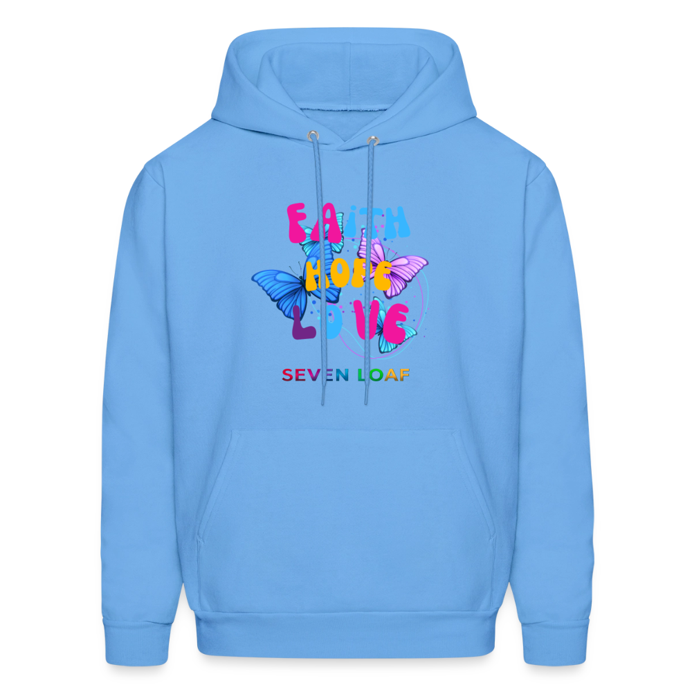 Men's Faith, Hope, and Love Hoodie - carolina blue
