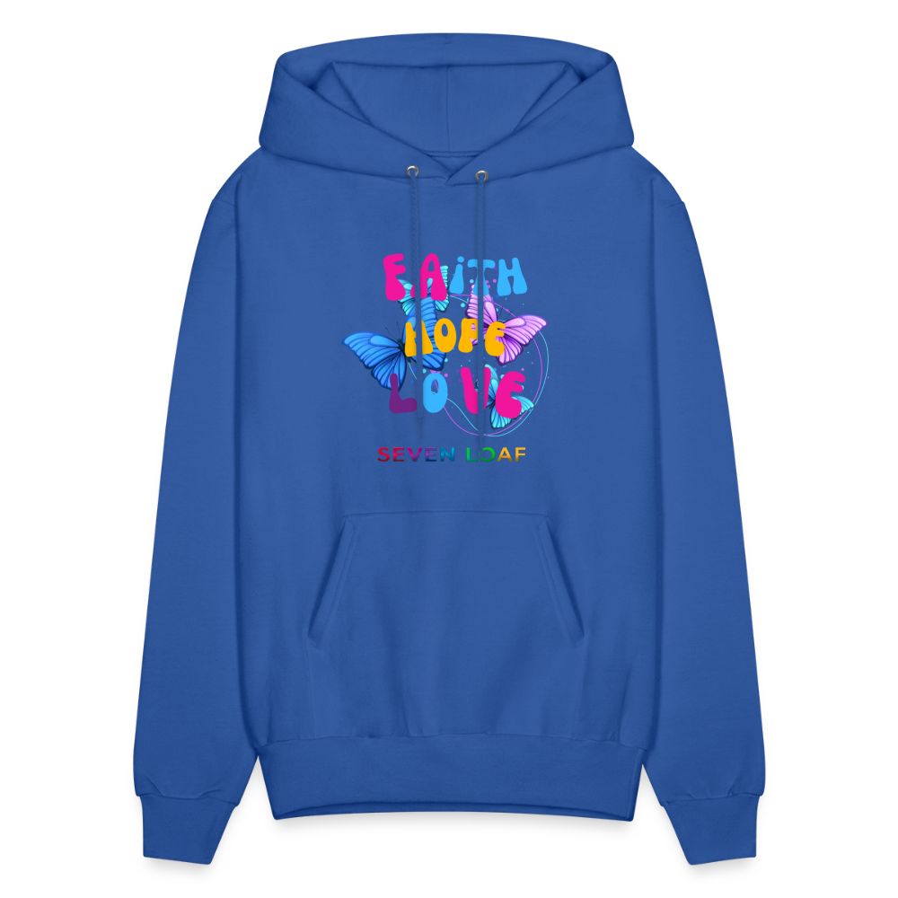 Men's Faith, Hope, and Love Hoodie - royal blue