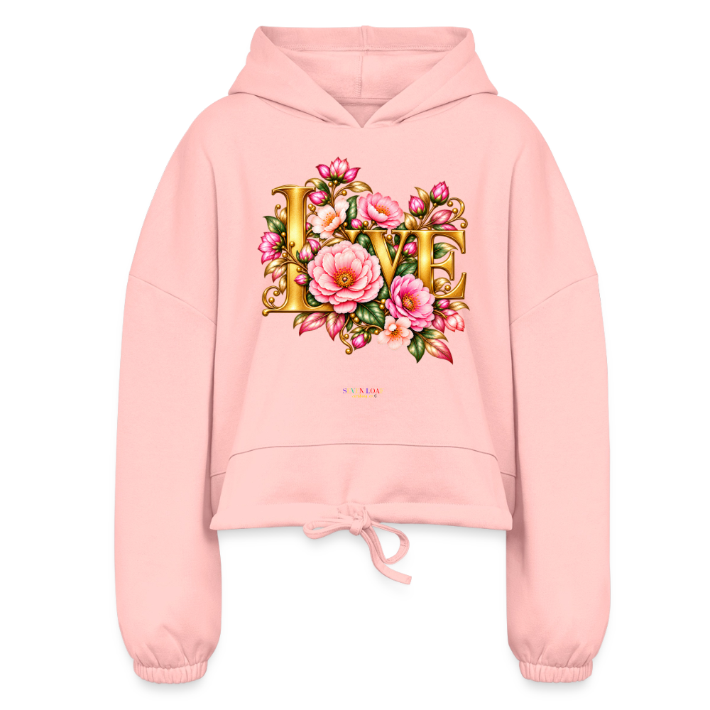 God’s Love Floral Cropped Hoodie in light pink