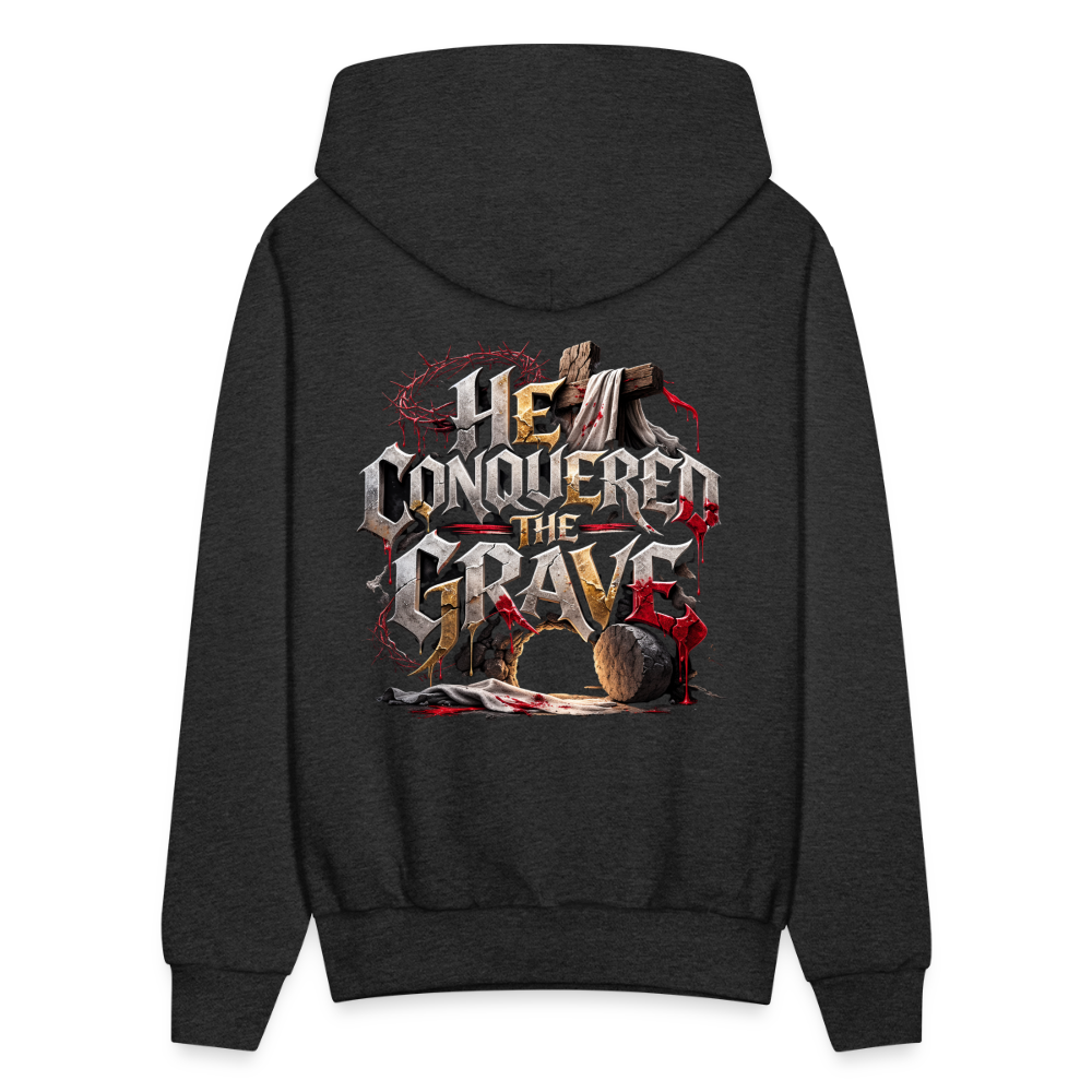 JESUS “He Conquered the Grave” Hoodie - charcoal grey
