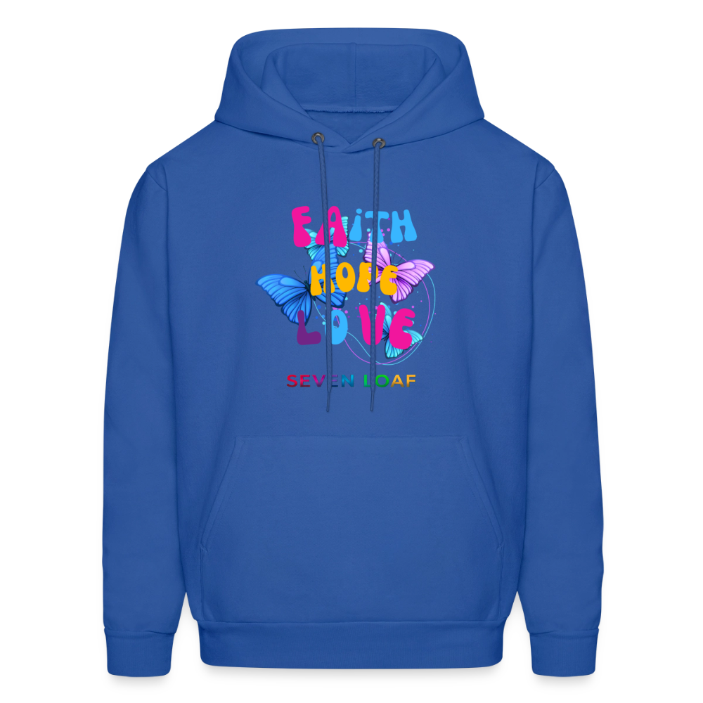 Men's Faith, Hope, and Love Hoodie - royal blue