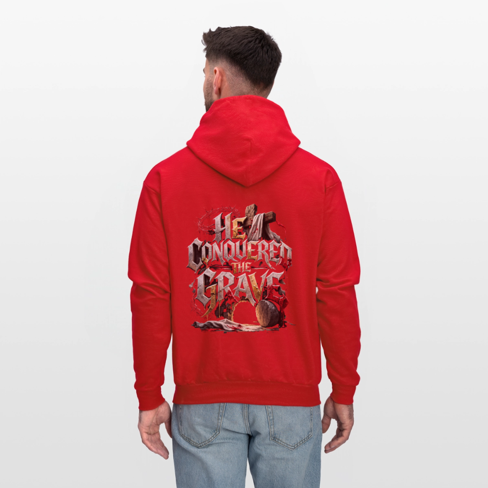 JESUS “He Conquered the Grave” Hoodie - red