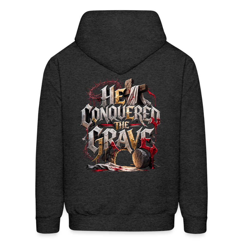 JESUS “He Conquered the Grave” Hoodie - charcoal grey