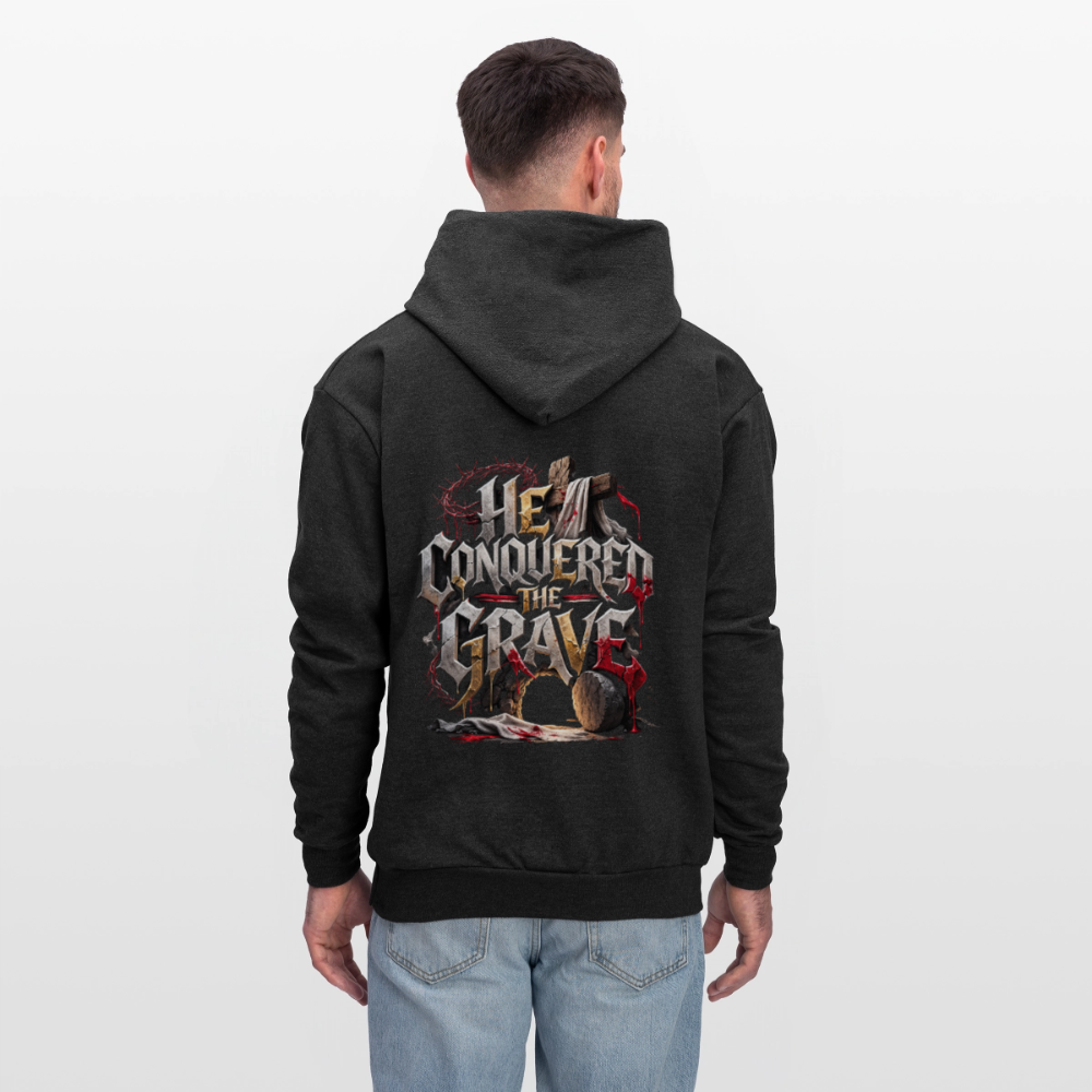 JESUS “He Conquered the Grave” Hoodie - charcoal grey