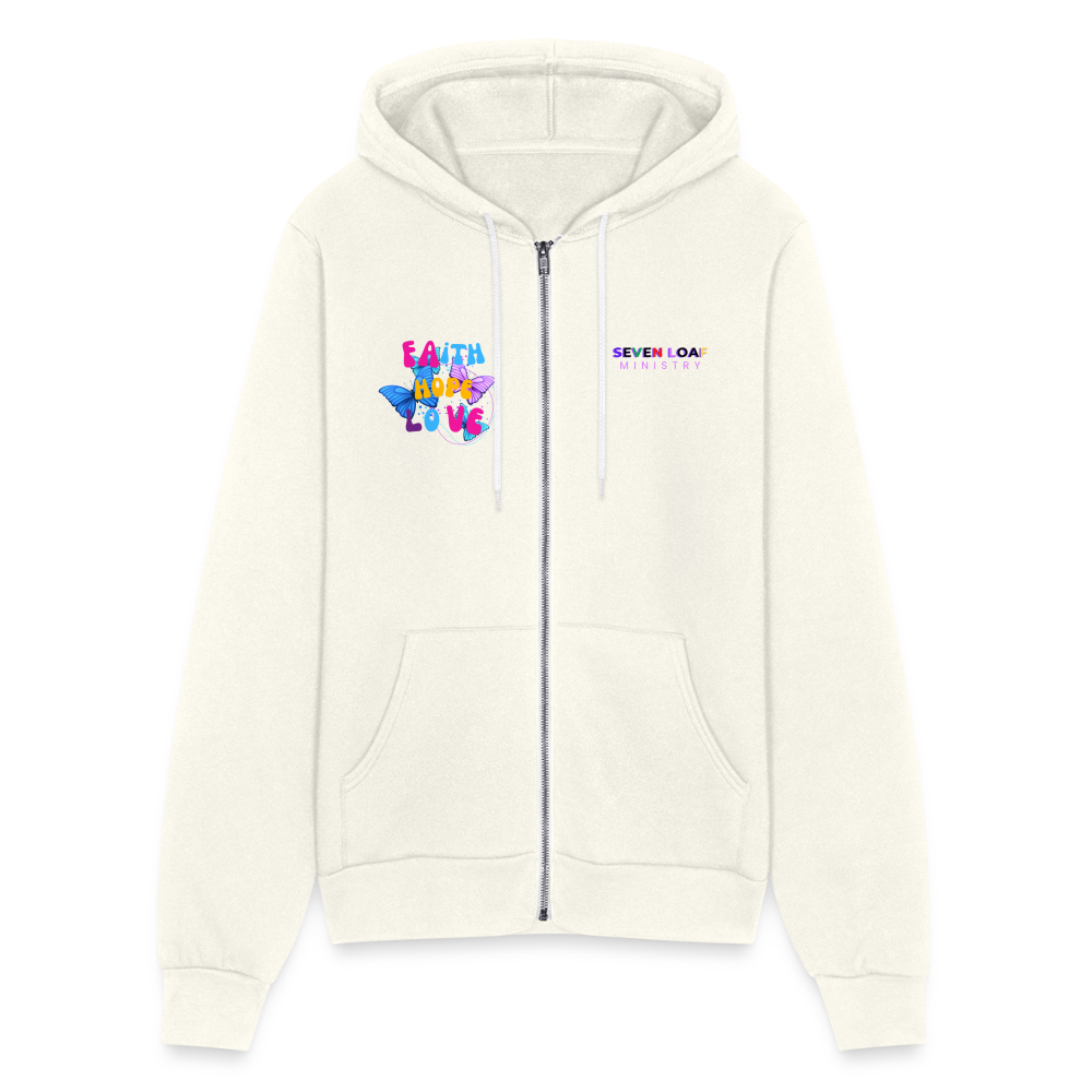 Bella + Canvas Unisex Full Zip Hoodie - vintage white