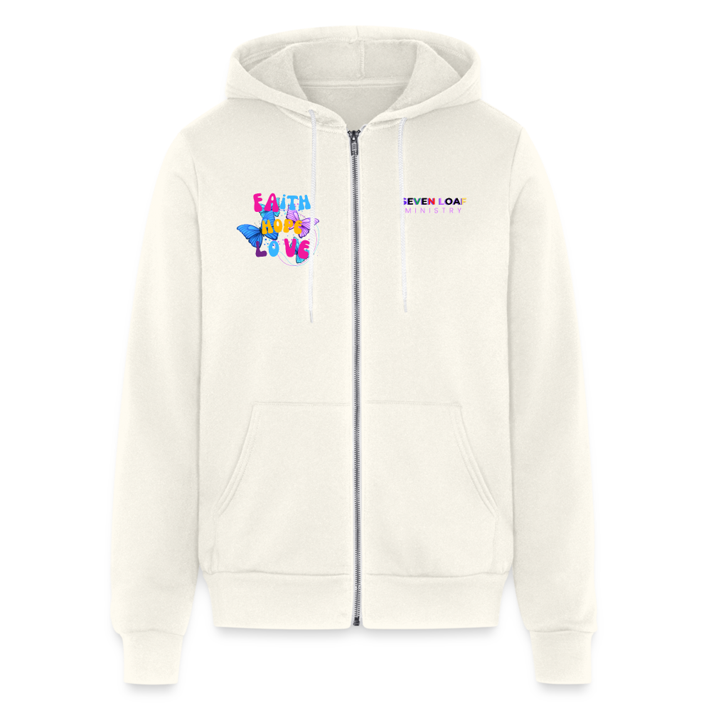 Bella + Canvas Unisex Full Zip Hoodie - vintage white