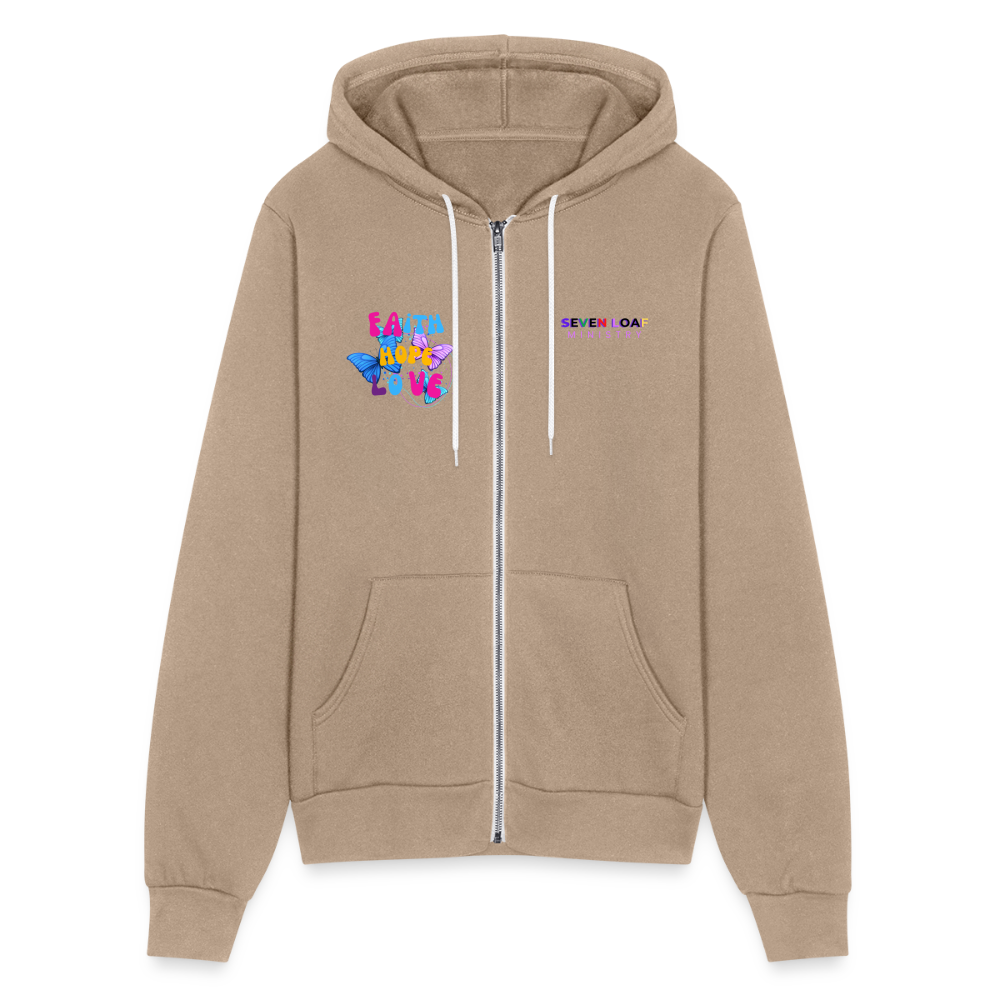 Bella + Canvas Unisex Full Zip Hoodie - tan