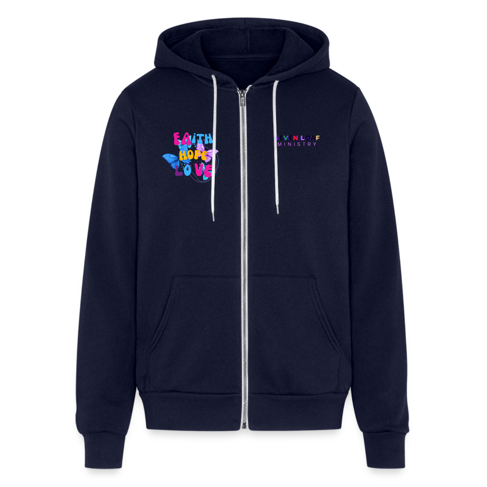 Bella + Canvas Unisex Full Zip Hoodie - navy