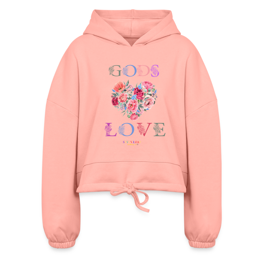 "Divine Love Blossom" Women’s Love Cropped Hoodie - light pink